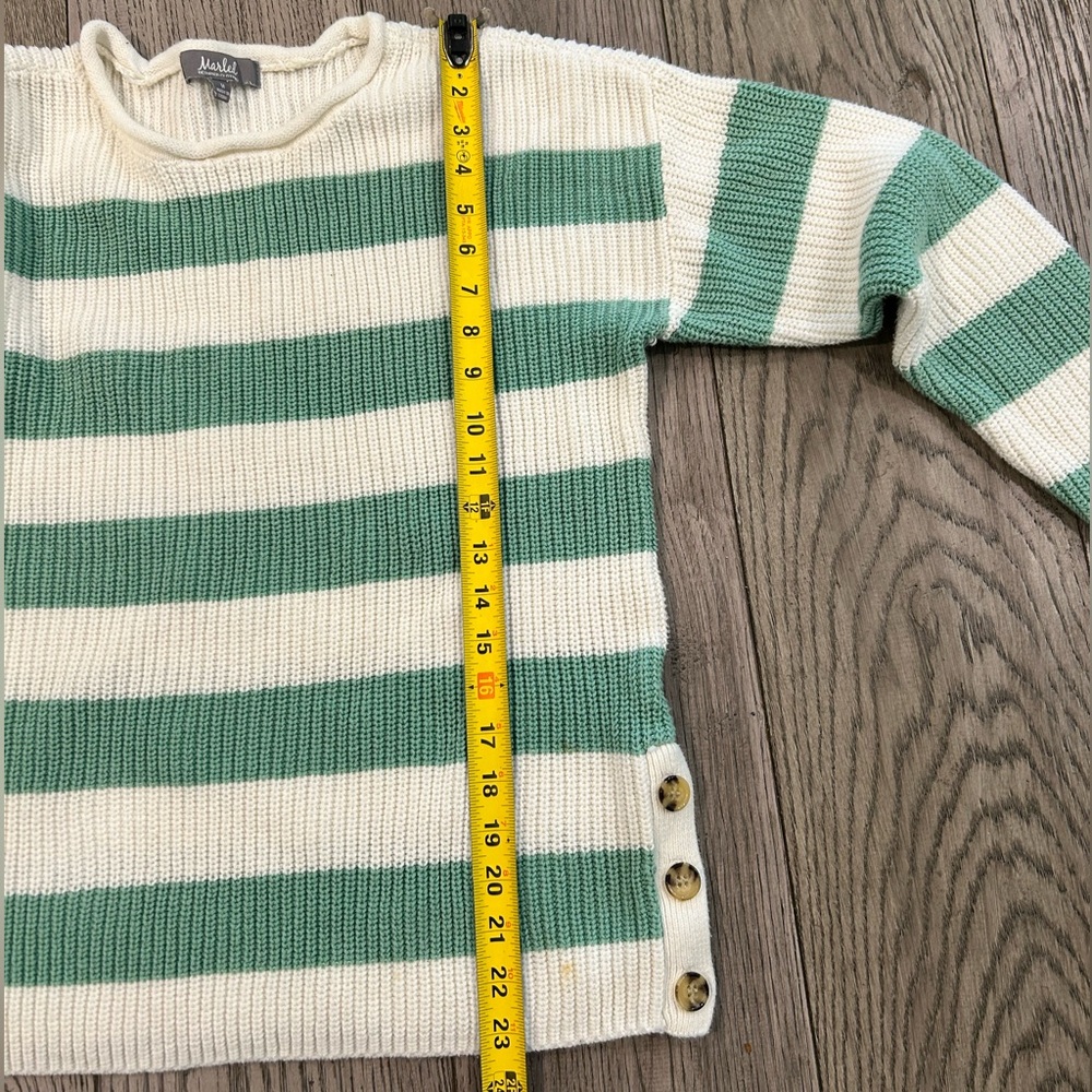 MARLED Green and‎ Cream Striped Sweater - Picture 7 of 9